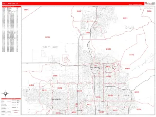 Salt Lake City, UT RedLine style ZIP Code wall map