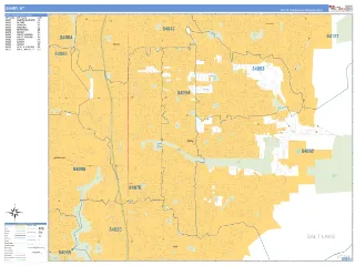 Sandy, UT Business Reference style ZIP Code wall map