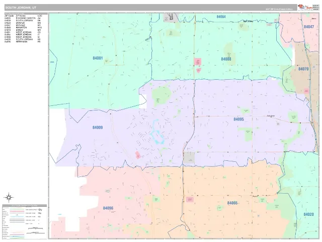 South Jordan, UT ZIP Code Wall Map, Classic style
