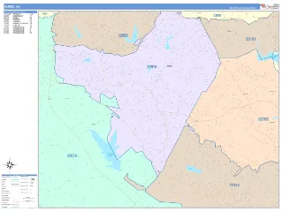 Burke, VA ColorCast style ZIP Code wall map