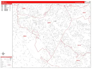 Burke, VA RedLine style ZIP Code wall map