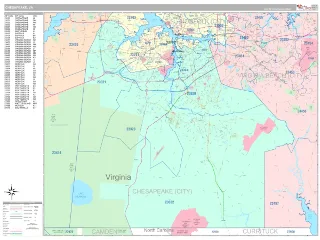 Chesapeake, VA Classic style ZIP Code wall map