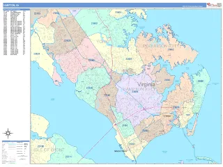 Hampton, VA ColorCast style ZIP Code wall map