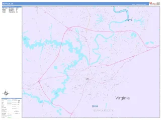 Suffolk, VA ColorCast style ZIP Code wall map