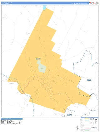 Montpelier, VT Business Reference style ZIP Code wall map