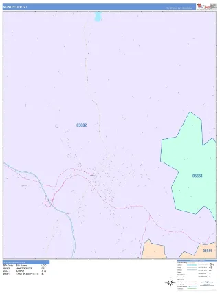 Montpelier, VT ColorCast style ZIP Code wall map
