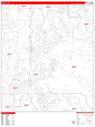 Auburn, WA RedLine style ZIP Code wall map