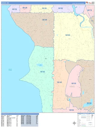 Burien, WA ColorCast style ZIP Code wall map