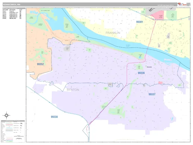 Kennewick, WA ZIP Code Wall Map, Classic style