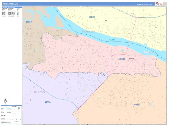 Kennewick, WA ZIP Code Wall Map, ColorCast style