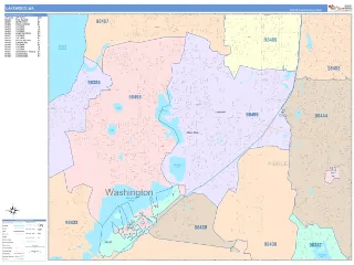 Lakewood, WA ColorCast style ZIP Code wall map
