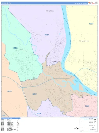 Richland, WA ColorCast style ZIP Code wall map