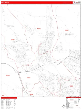 Richland, WA RedLine style ZIP Code wall map