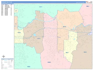 Spokane Valley, WA ColorCast style ZIP Code wall map