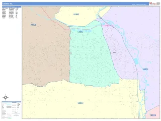Yakima, WA ColorCast style ZIP Code wall map