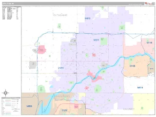 Appleton, WI Classic style ZIP Code wall map