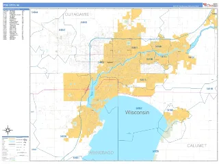Fox Cities, WI Business Reference style ZIP Code wall map