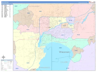 Fox Cities, WI ColorCast style ZIP Code wall map