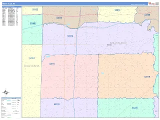 West Allis, WI ColorCast style ZIP Code wall map
