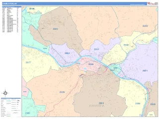 Charleston, WV ColorCast style ZIP Code wall map