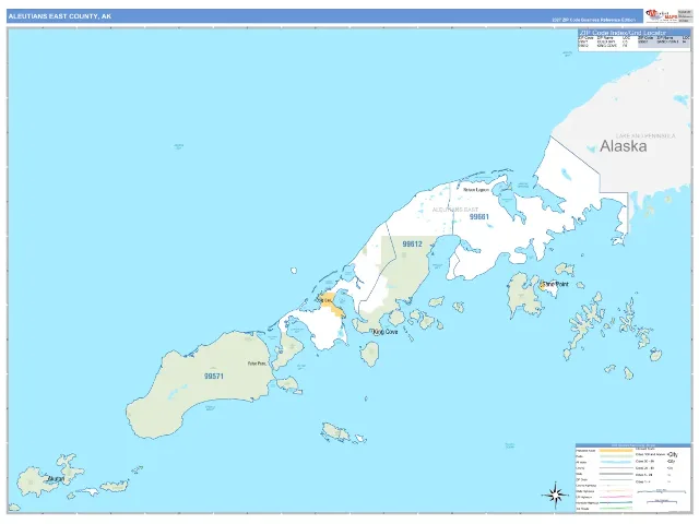 Aleutians East County, AK ZIP Code Wall Map, Business Reference style