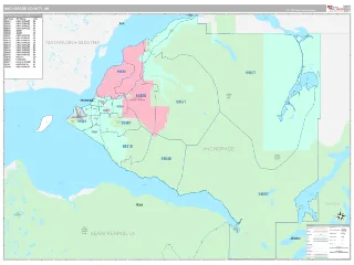 Anchorage County, AK Classic style ZIP Code wall map