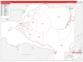 Anchorage County, AK RedLine style ZIP Code wall map