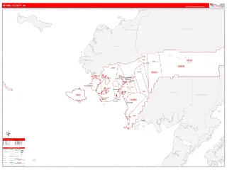 Bethel County, AK RedLine style ZIP Code wall map