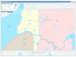 Bristol Bay County, AK ColorCast style ZIP Code wall map