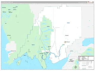 Dillingham County, AK Classic style ZIP Code wall map