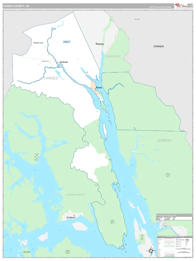 Haines County, AK ZIP Code Wall Map, Classic style