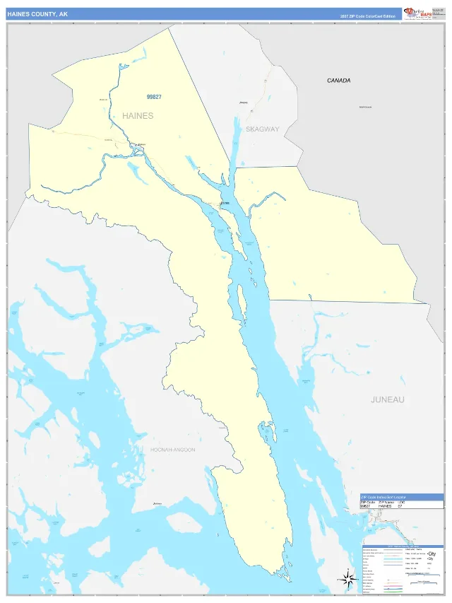 Haines County, AK ZIP Code Wall Map, ColorCast style
