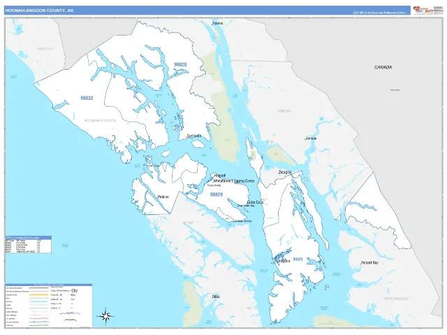 Hoonah-Angoon County, AK ZIP Code Wall Map, Business Reference style