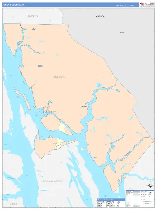 Juneau County, AK ColorCast style ZIP Code wall map