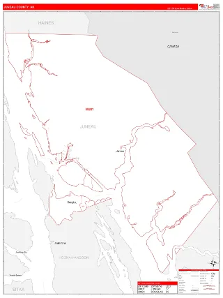 Juneau County, AK RedLine style ZIP Code wall map