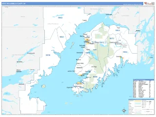 Kenai Peninsula County, AK Business Reference style ZIP Code wall map