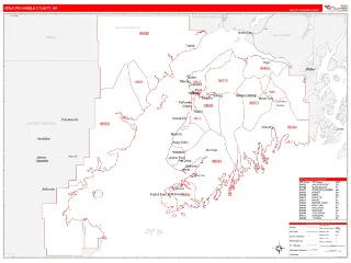 Kenai Peninsula County, AK RedLine style ZIP Code wall map