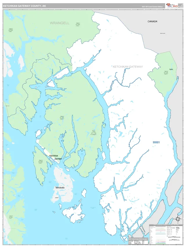 Ketchikan Gateway County, AK ZIP Code Wall Map, Classic style