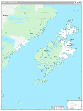 Kodiak Island County, AK Classic style ZIP Code wall map