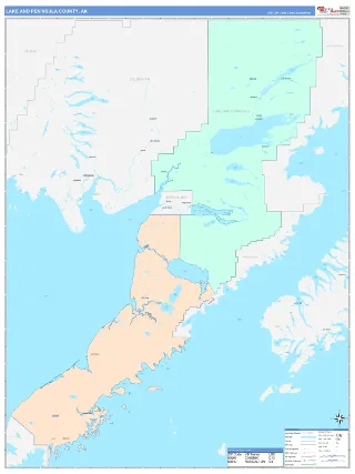 Lake and Peninsula County, AK ColorCast style ZIP Code wall map