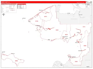 Nome County, AK RedLine style ZIP Code wall map