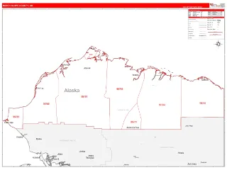 North Slope County, AK RedLine style ZIP Code wall map