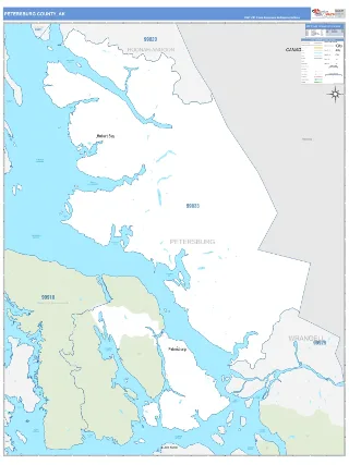 Petersburg County, AK Business Reference style ZIP Code wall map