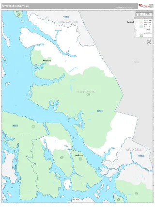 Petersburg County, AK Classic style ZIP Code wall map