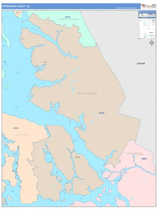 Petersburg County, AK ColorCast style ZIP Code wall map