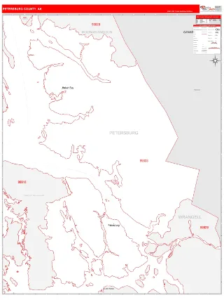 Petersburg County, AK RedLine style ZIP Code wall map