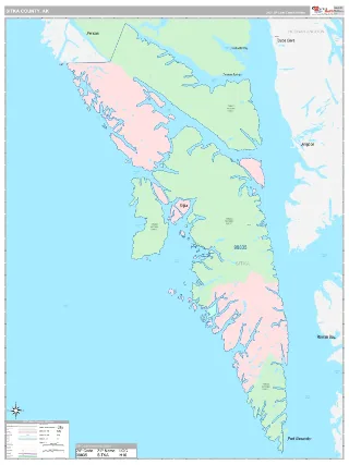 Sitka County, AK Classic style ZIP Code wall map