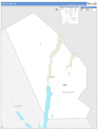 Skagway County, AK Business Reference style ZIP Code wall map