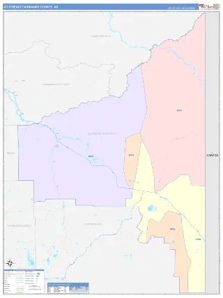 Southeast Fairbanks County, AK ColorCast style ZIP Code wall map
