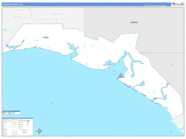 Yakutat County, AK ZIP Code Wall Map, Business Reference style
